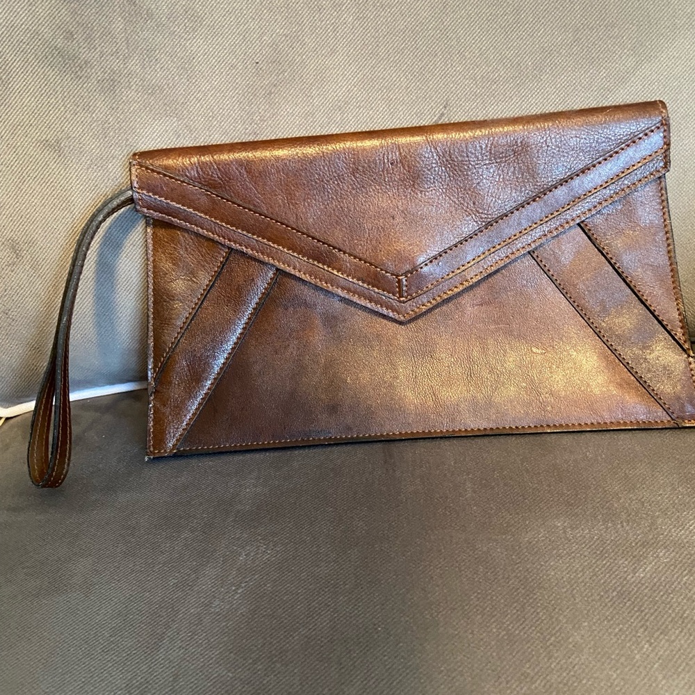 Vintage brown leather clutch